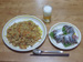 挽肉キムチ人参卵モヤシ炒飯／サンマ刺身／ビール