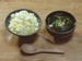 生姜隠元白胡麻豆板醤もずく鶏ガラスープ／卵かけご飯