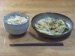 鶏肉蕪の葉炊き込みご飯／玉葱セロリソーセージポテト炒め